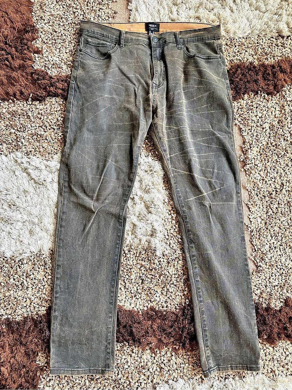 Forever 21 Straight Leg Jeans Gray Waist 36